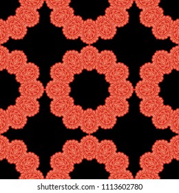 Seamless Hand Drawn Pattern with Doodle Elements. Modern Zendoodle Rapport for Feminine Cloth, Paper, Dress. Cute Autumn Background in Orient Style. Vector Seamless Texture with Flowers
