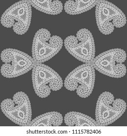Seamless Hand Drawn Pattern with Doodle Elements. Trendy Zendoodle Rapport for Feminine Cloth, Paper, Print. Cute Summer Background in Orient Style. Vector Seamless Texture with Flowers