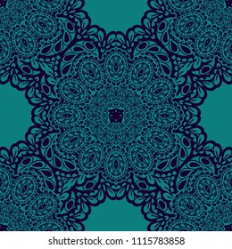 Seamless Hand Drawn Pattern with Doodle Elements. Trendy Zendoodle Rapport for Feminine Cloth, Paper, Print. Cute Autumn Background in Orient Style. Vector Seamless Texture with Flowers