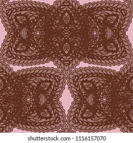 Seamless Hand Drawn Pattern with Doodle Elements. Modern Zendoodle Rapport for Feminine Cloth, Wallpaper, Dress. Cute Summer Background in Orient Style. Vector Seamless Texture with Flowers