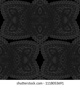 Seamless Hand Drawn Pattern with Doodle Elements. Trendy Zendoodle Rapport for Feminine Cloth, Paper, Dress. Cute Spring Background in Orient Style. Vector Seamless Texture with Flowers
