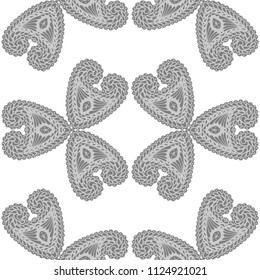 Seamless Hand Drawn Pattern with Doodle Elements. Modern Zendoodle Rapport for Feminine Cloth, Paper, Dress. Cute Summer Background in Orient Style. Vector Seamless Texture with Flowers