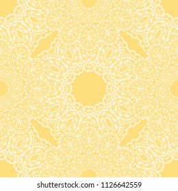 Seamless Hand Drawn Pattern with Doodle Elements. Modern Zendoodle Rapport for Feminine Cloth, Wallpaper, Dress. Cute Summer Background in Orient Style. Vector Seamless Texture with Flowers