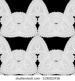 Seamless Hand Drawn Pattern with Doodle Elements. Vintage Zendoodle Rapport for Feminine Cloth, Paper, Dress. Cute Summer Background in Orient Style. Vector Seamless Texture with Flowers