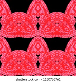 Seamless Hand Drawn Pattern with Doodle Elements. Vintage Zendoodle Rapport for Feminine Fabric, Linen, Textile. Cute Summer Background in Orient Style. Vector Seamless Texture with Flowers