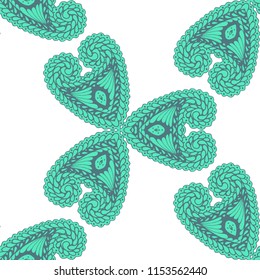 Seamless Hand Drawn Pattern with Doodle Elements. Trendy Zendoodle Rapport for Feminine Cloth, Paper, Dress. Cute Summer Background in Orient Style. Vector Seamless Texture with Flowers