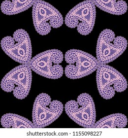 Seamless Hand Drawn Pattern with Doodle Elements. Modern Zendoodle Rapport for Feminine Fabric, Wallpaper, Dress. Cute Spring Background in Orient Style. Vector Seamless Texture with Flowers
