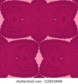 Seamless Hand Drawn Pattern with Doodle Elements. Trendy Zendoodle Rapport for Feminine Cloth, Paper, Print. Cute Spring Background in Orient Style. Vector Seamless Texture with Flowers