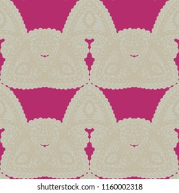 Seamless Hand Drawn Pattern with Doodle Elements. Vintage Zendoodle Rapport for Feminine Cloth, Paper, Print. Cute Autumn Background in Orient Style. Vector Seamless Texture with Flowers