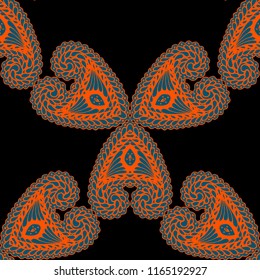 Seamless Hand Drawn Pattern with Doodle Elements. Trendy Zendoodle Rapport for Feminine Cloth, Wallpaper, Dress. Cute Summer Background in Orient Style. Vector Seamless Texture with Flowers