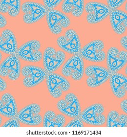 Seamless Hand Drawn Pattern with Doodle Elements. Vintage Zendoodle Rapport for Feminine Fabric, Wallpaper, Dress. Cute Summer Background in Orient Style. Vector Seamless Texture with Flowers