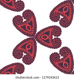Seamless Hand Drawn Pattern with Doodle Elements. Trendy Zendoodle Rapport for Feminine Cloth, Paper, Dress. Cute Spring Background in Orient Style. Vector Seamless Texture with Flowers