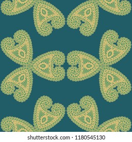 Seamless Hand Drawn Pattern with Doodle Elements. Vintage Zendoodle Rapport for Feminine Cloth, Wallpaper, Dress. Cute Spring Background in Orient Style. Vector Seamless Texture with Flowers