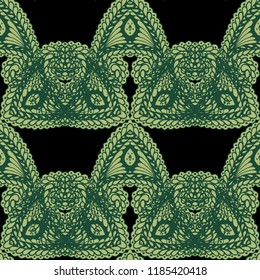 Seamless Hand Drawn Pattern with Doodle Elements. Vintage Zendoodle Rapport for Feminine Cloth, Wallpaper, Dress. Cute Summer Background in Orient Style. Vector Seamless Texture with Flowers