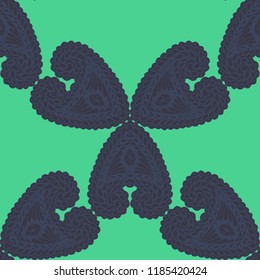 Seamless Hand Drawn Pattern with Doodle Elements. Vintage Zendoodle Rapport for Feminine Cloth, Paper, Print. Cute Spring Background in Orient Style. Vector Seamless Texture with Flowers