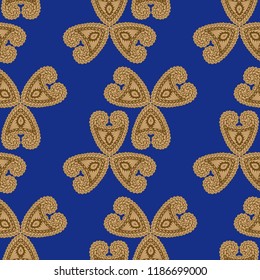 Seamless Hand Drawn Pattern with Doodle Elements. Trendy Zendoodle Rapport for Feminine Fabric, Wallpaper, Dress. Cute Autumn Background in Orient Style. Vector Seamless Texture with Flowers
