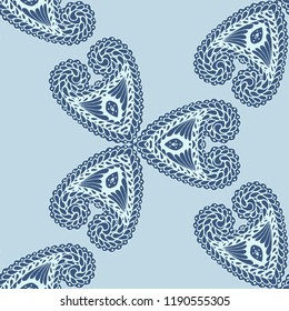 Seamless Hand Drawn Pattern with Doodle Elements. Vintage Zendoodle Rapport for Feminine Cloth, Paper, Dress. Cute Spring Background in Orient Style. Vector Seamless Texture with Flowers