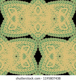 Seamless Hand Drawn Pattern with Doodle Elements. Modern Zendoodle Rapport for Feminine Fabric, Linen, Textile. Cute Summer Background in Orient Style. Vector Seamless Texture with Flowers