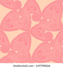 Seamless Hand Drawn Pattern with Doodle Elements. Trendy Zendoodle Rapport for Feminine Cloth, Wallpaper, Dress. Cute Autumn Background in Orient Style. Vector Seamless Texture with Flowers