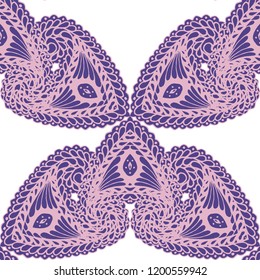 Seamless Hand Drawn Pattern with Doodle Elements. Vintage Zendoodle Rapport for Feminine Cloth, Wallpaper, Dress. Cute Summer Background in Orient Style. Vector Seamless Texture with Flowers