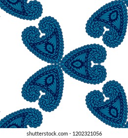 Seamless Hand Drawn Pattern with Doodle Elements. Vintage Zendoodle Rapport for Feminine Fabric, Wallpaper, Dress. Cute Summer Background in Orient Style. Vector Seamless Texture with Flowers
