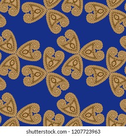 Seamless Hand Drawn Pattern with Doodle Elements. Vintage Zendoodle Rapport for Feminine Fabric, Wallpaper, Dress. Cute Autumn Background in Orient Style. Vector Seamless Texture with Flowers