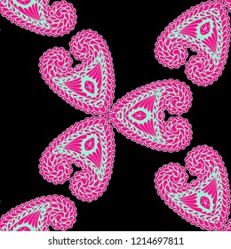 Seamless Hand Drawn Pattern with Doodle Elements. Trendy Zendoodle Rapport for Feminine Fabric, Wallpaper, Dress. Cute Autumn Background in Orient Style. Vector Seamless Texture with Flowers