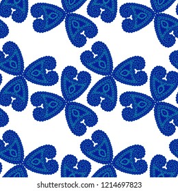 Seamless Hand Drawn Pattern with Doodle Elements. Modern Zendoodle Rapport for Feminine Fabric, Wallpaper, Dress. Cute Autumn Background in Orient Style. Vector Seamless Texture with Flowers