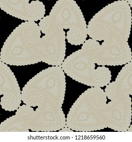 Seamless Hand Drawn Pattern with Doodle Elements. Trendy Zendoodle Rapport for Feminine Fabric, Linen, Textile. Cute Summer Background in Orient Style. Vector Seamless Texture with Flowers