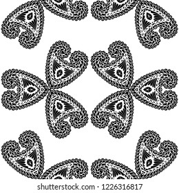Seamless Hand Drawn Pattern with Doodle Elements. Vintage Zendoodle Rapport for Feminine Cloth, Paper, Print. Cute Summer Background in Orient Style. Vector Seamless Texture with Flowers
