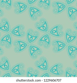 Seamless Hand Drawn Pattern with Doodle Elements. Vintage Zendoodle Rapport for Feminine Cloth, Paper, Dress. Cute Spring Background in Orient Style. Vector Seamless Texture with Flowers