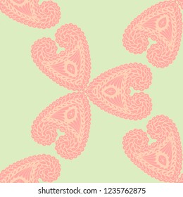 Seamless Hand Drawn Pattern with Doodle Elements. Trendy Zendoodle Rapport for Feminine Fabric, Wallpaper, Dress. Cute Spring Background in Orient Style. Vector Seamless Texture with Flowers