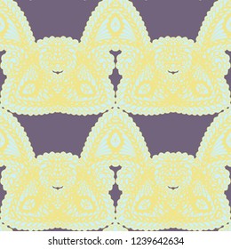 Seamless Hand Drawn Pattern with Doodle Elements. Trendy Zendoodle Rapport for Feminine Print, Linen, Textile. Cute Autumn Background in Orient Style. Vector Seamless Texture with Flowers