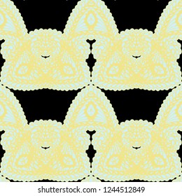 Seamless Hand Drawn Pattern with Doodle Elements. Trendy Zendoodle Rapport for Feminine Cloth, Paper, Dress. Cute Autumn Background in Orient Style. Vector Seamless Texture with Flowers