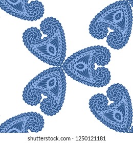 Seamless Hand Drawn Pattern with Doodle Elements. Vintage Zendoodle Rapport for Feminine Cloth, Paper, Dress. Cute Summer Background in Orient Style. Vector Seamless Texture with Flowers