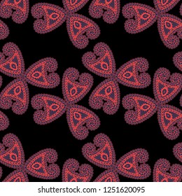 Seamless Hand Drawn Pattern with Doodle Elements. Trendy Zendoodle Rapport for Feminine Cloth, Paper, Print. Cute Summer Background in Orient Style. Vector Seamless Texture with Flowers