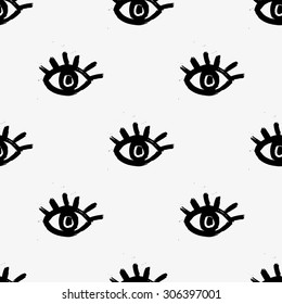 Seamless hand drawn pattern with eyes.