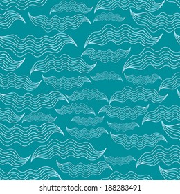 Seamless hand - drawn pattern. Flower, waves, curls, nature theme, abstract elements. Vector illustration
