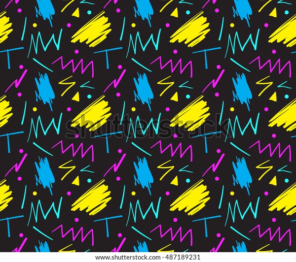 Seamless Hand Drawn Pattern Fun Retro Royalty Free Stock Image