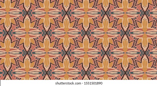 seamless hand drawn pattern with geometric abstract elements