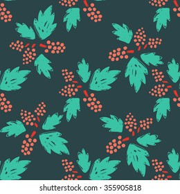 Seamless hand drawn pattern with grapes