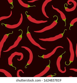 Seamless hand drawn pattern with hot chili pepper. Natural background for textiles, banner, wrapping paper and other and designs. Vector illustration