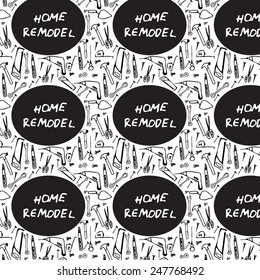 seamless hand drawn pattern of household icons