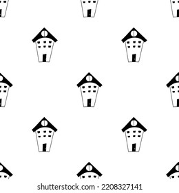 Patrón sin costura dibujado a mano con las casas. Patrón de doodle en blanco y negro para niños, tela, impresiones