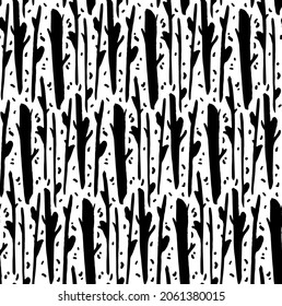 Seamless hand drawn pattern with line and dots. Abstract forest texture for fabric, textile, apparel. Vector illustration
