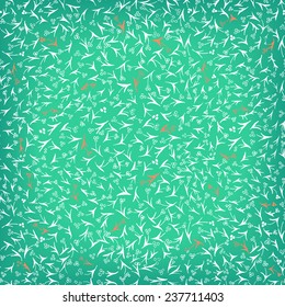 Seamless hand drawn pattern on green background 