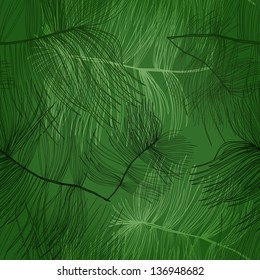 Seamless hand drawn pattern with pine tree branches. Eps10