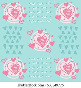 Seamless hand drawn pattern in retro style. Memphis style.