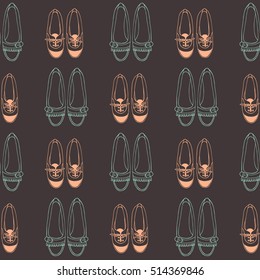 Seamless hand drawn pattern with shoes