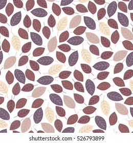 Seamless hand drawn pattern with the silhouettes of autumn leaves. Abstract autumn background.